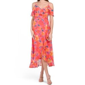 London Times Floral Off Shoulder Maxi Dress